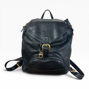 Gianni Versace Vintage Backpack Bag Medium Black Leather Medusa Men Women